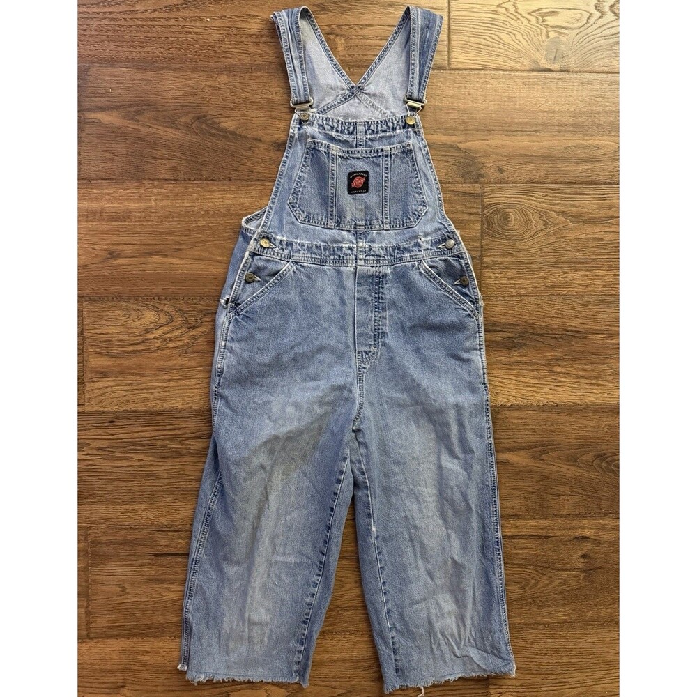 Vintage AE Supply Co Dungarees Denim Bib Overalls XS USA Carpenter Cropped Raw